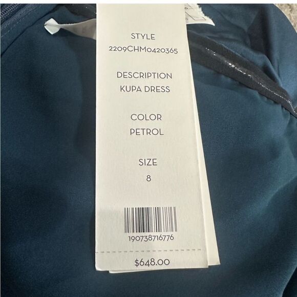 Veronica Beard "Kupa" ruched strapless midi dress luxe silk Petrol 8 NWT $648 - Picture 5 of 5